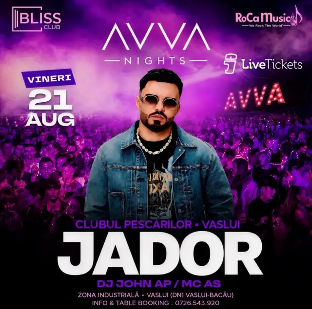 JADOR LIVE • 21 AUGUST • Clubul Pescarilor Vaslui